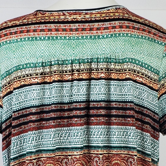 Cato Top size Large Green Pink Stripe Wrap Blouse - Picture 4 of 7